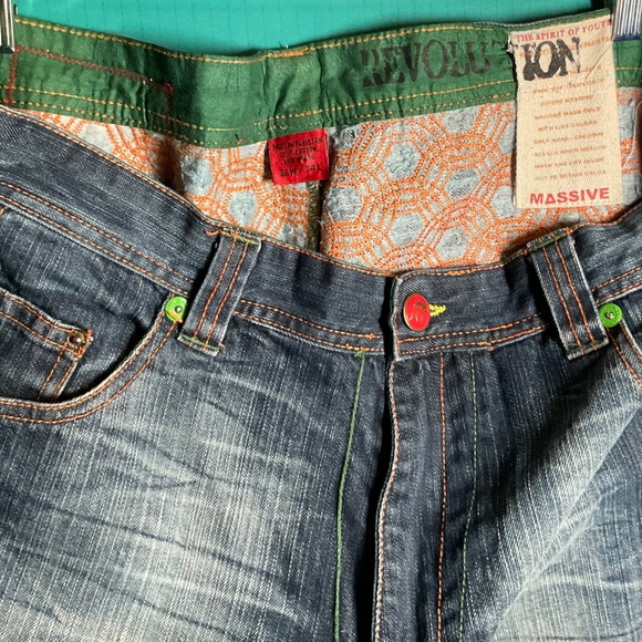 Y2K Massive Revolution Mens 36x34 Baggy Wide Grunge Skater Hip Hop Jeans - Picture 4 of 7